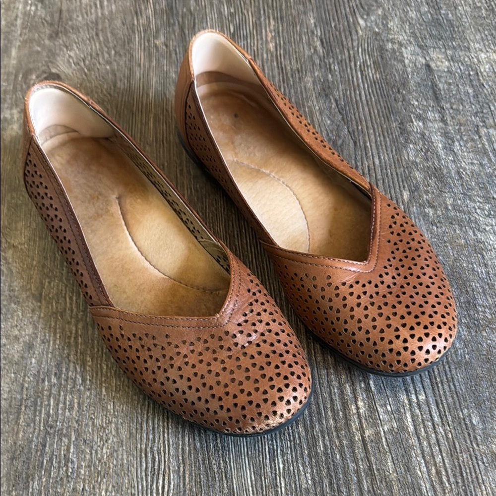 Dansko Brown Perforated Leather Flats